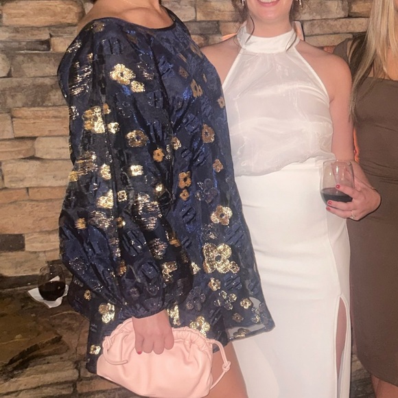 Arianne Elmy Dresses & Skirts - Arianne Navy and Gold Floral Mini Dress